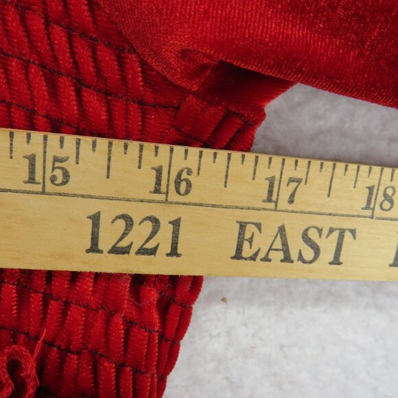 Shein Curve Dress Womens 0XL Red Long Sleeve Velvet Smocked Waist Holiday Party - Picture 7 of 9